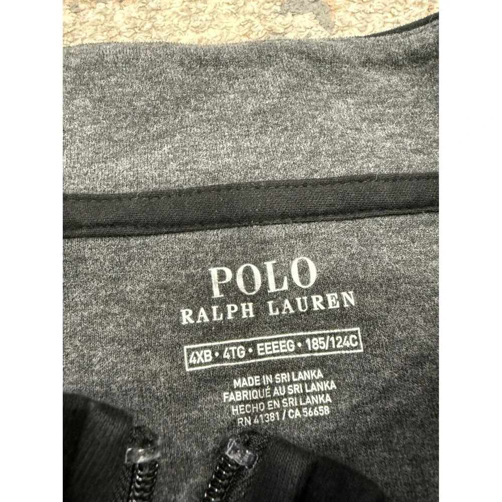 Polo Ralph Lauren Mens 4XB Black Quarter Zip Pullover Cotton Blend Logo Sweater